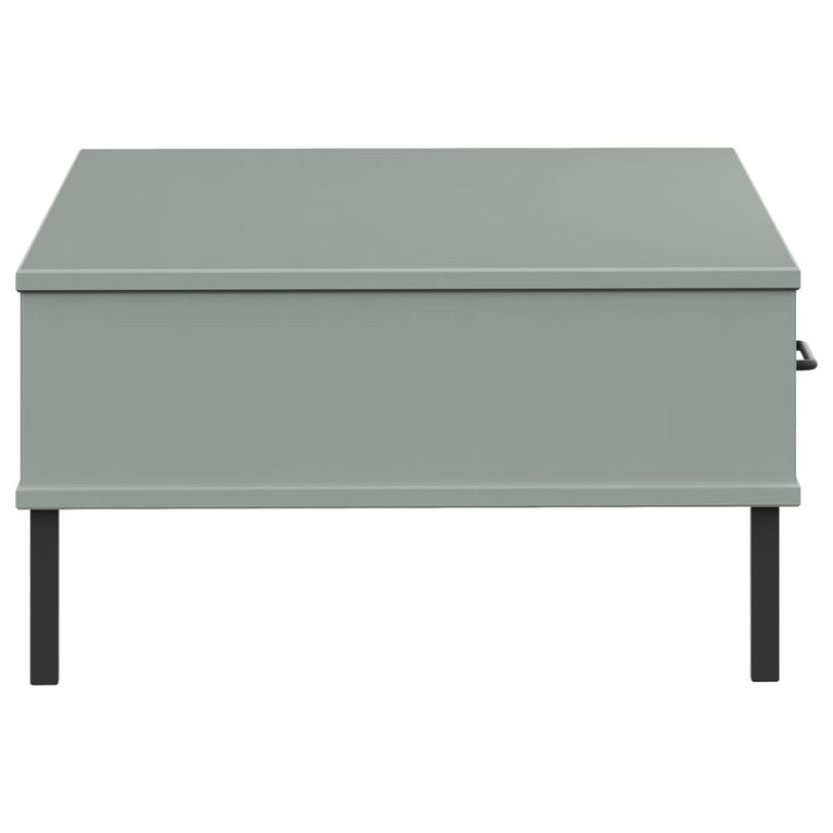 Salontafel met metalen poten OSLO massief grenenhout grijs MeubelReus