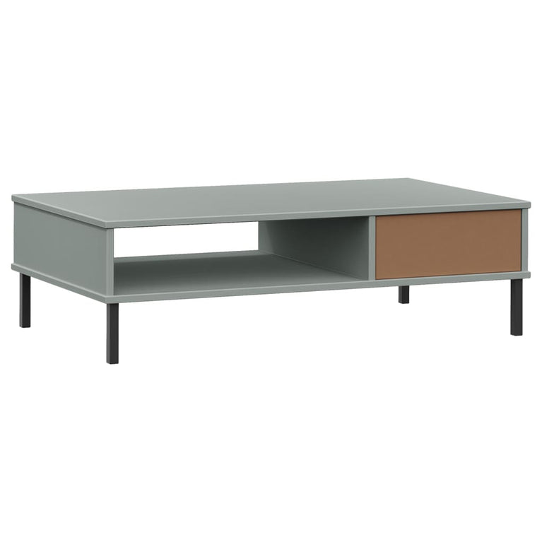 Salontafel met metalen poten OSLO massief grenenhout grijs MeubelReus