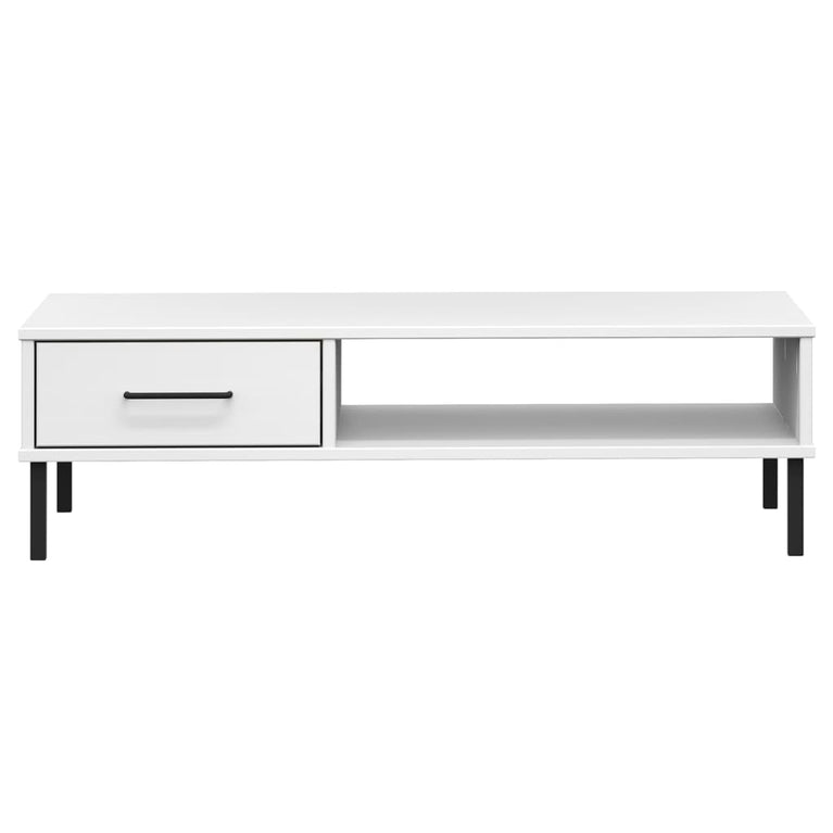 Salontafel met metalen poten OSLO massief grenenhout wit MeubelReus