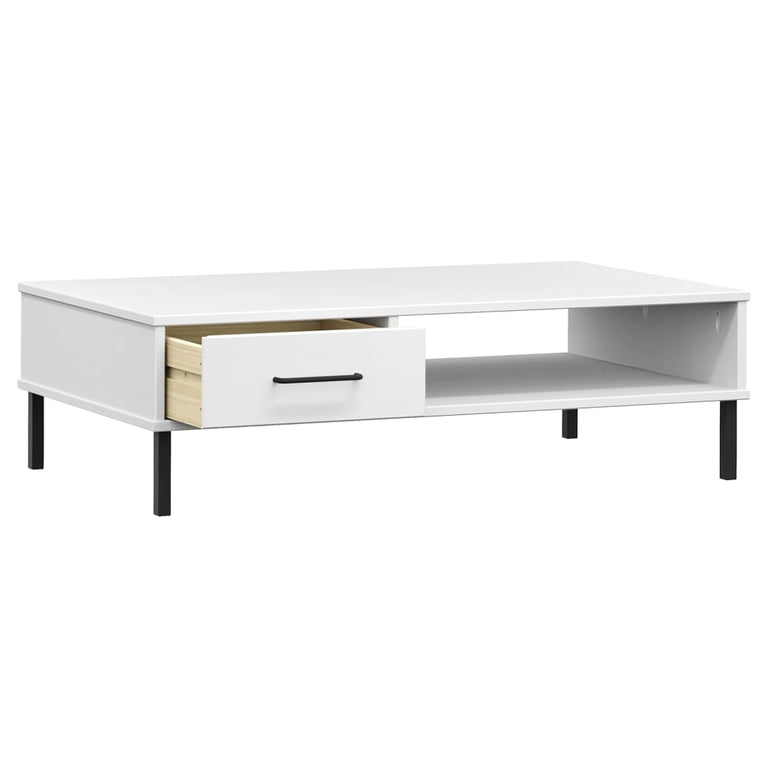 Salontafel met metalen poten OSLO massief grenenhout wit MeubelReus