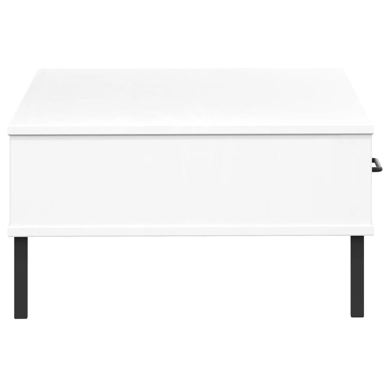 Salontafel met metalen poten OSLO massief grenenhout wit MeubelReus