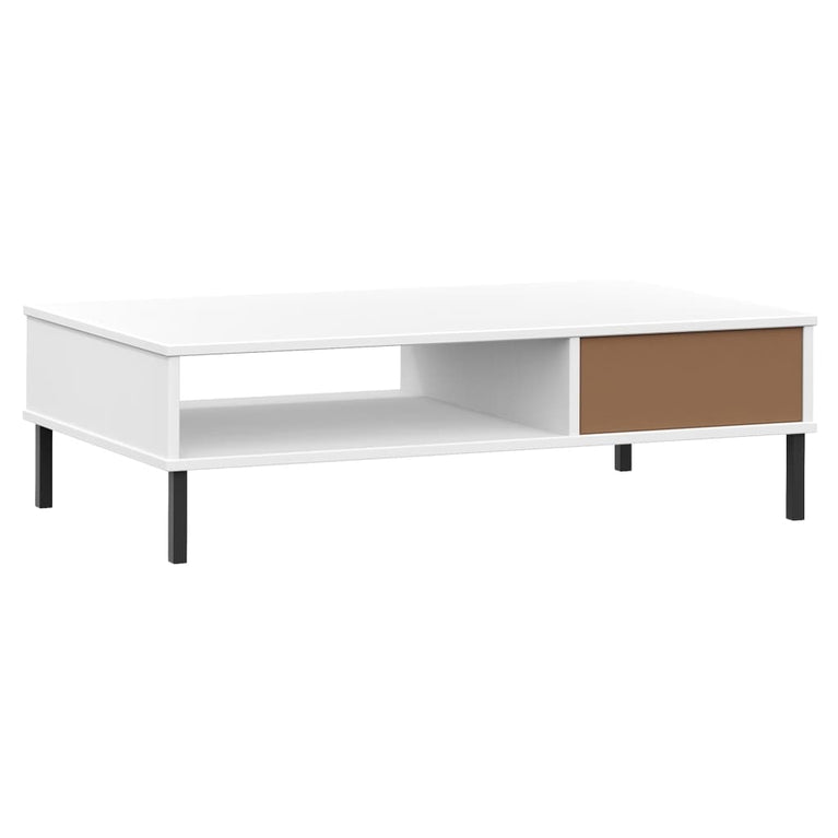 Salontafel met metalen poten OSLO massief grenenhout wit MeubelReus