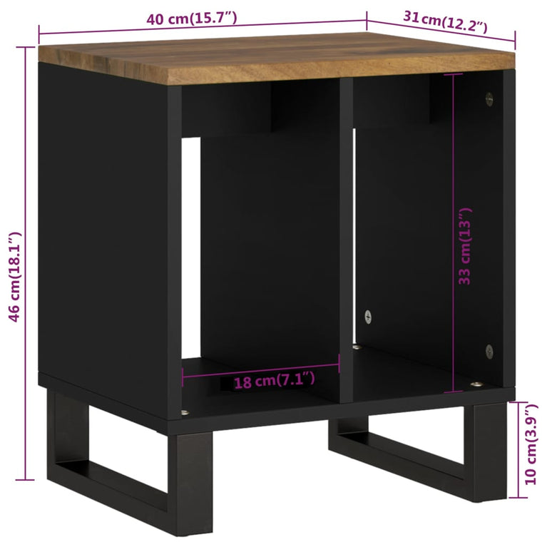 Bijzettafel 40x31x46 cm massief mangohout en bewerkt hout MeubelReus