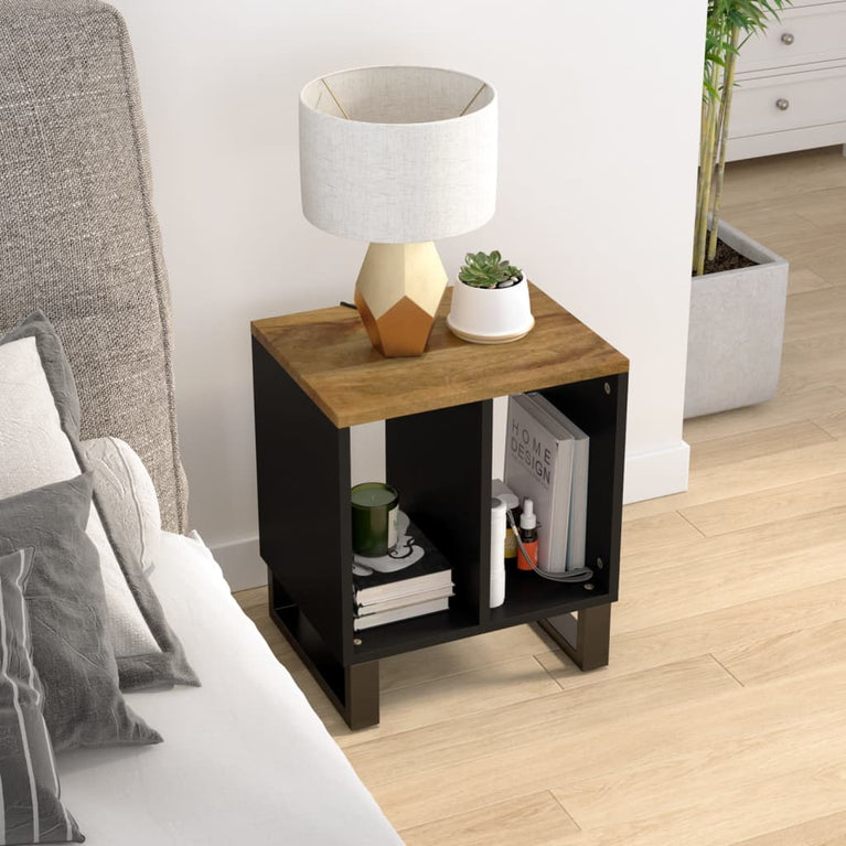 Bijzettafel 40x31x46 cm massief mangohout en bewerkt hout MeubelReus