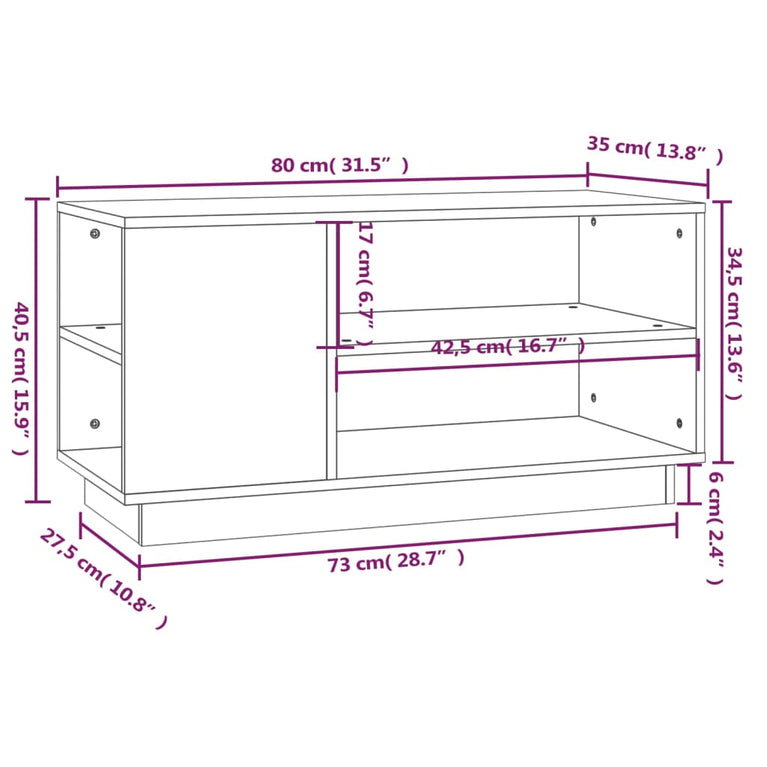 Tv-meubel 80x35x40,5 cm massief grenenhout MeubelReus