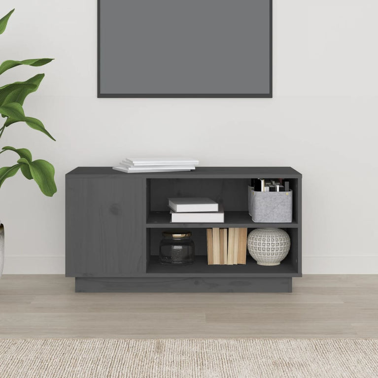 Tv-meubel 80x35x40,5 cm massief grenenhout grijs MeubelReus
