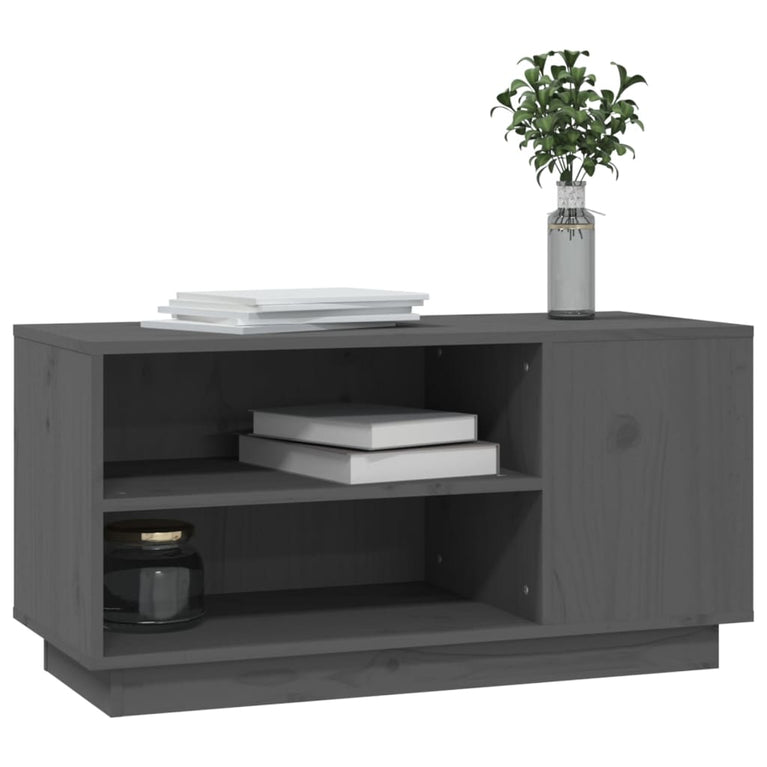 Tv-meubel 80x35x40,5 cm massief grenenhout grijs MeubelReus