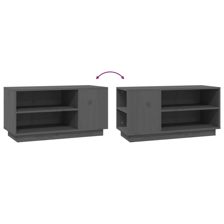 Tv-meubel 80x35x40,5 cm massief grenenhout grijs MeubelReus