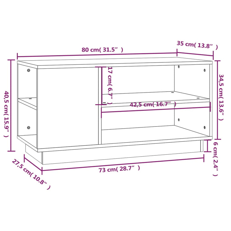 Tv-meubel 80x35x40,5 cm massief grenenhout honingbruin MeubelReus