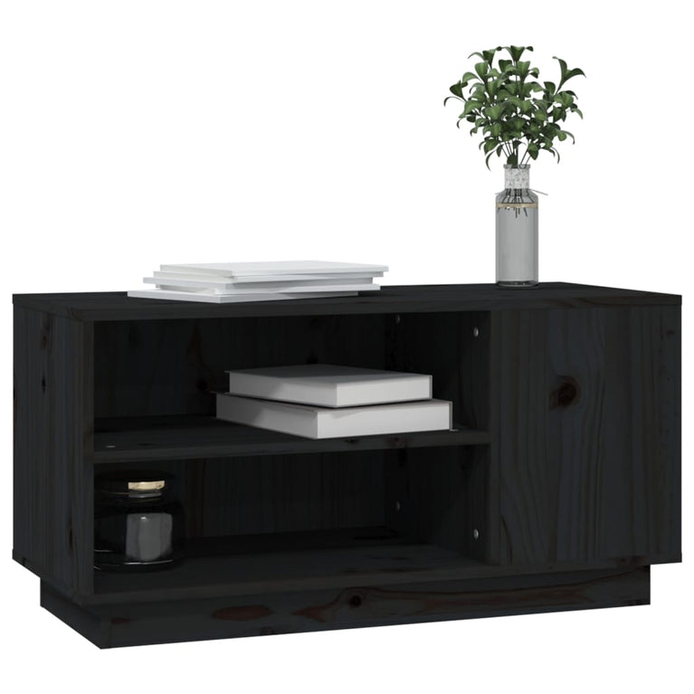Tv-meubel 80x35x40,5 cm massief grenenhout zwart MeubelReus