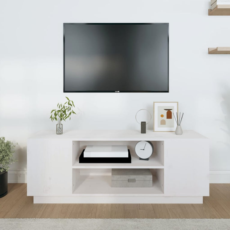 Tv-meubel 110x35x40,5 cm massief grenenhout wit MeubelReus
