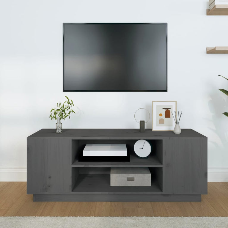 Tv-meubel 110x35x40,5 cm massief grenenhout grijs MeubelReus