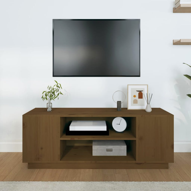 Tv-meubel 110x35x40,5 cm massief grenenhout honingbruin MeubelReus