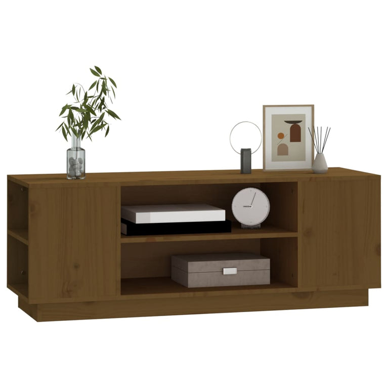 Tv-meubel 110x35x40,5 cm massief grenenhout honingbruin MeubelReus