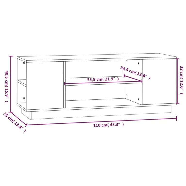 Tv-meubel 110x35x40,5 cm massief grenenhout honingbruin MeubelReus