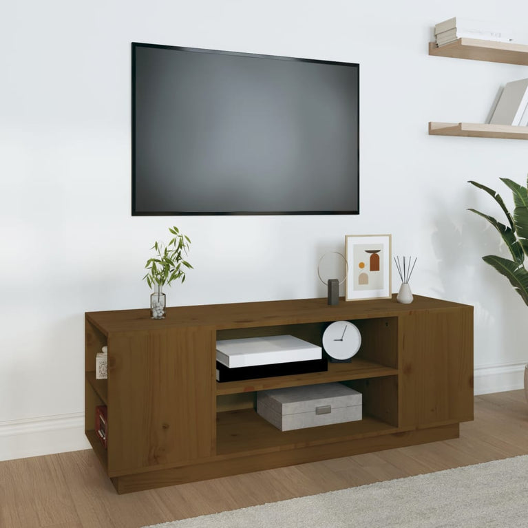 Tv-meubel 110x35x40,5 cm massief grenenhout honingbruin MeubelReus