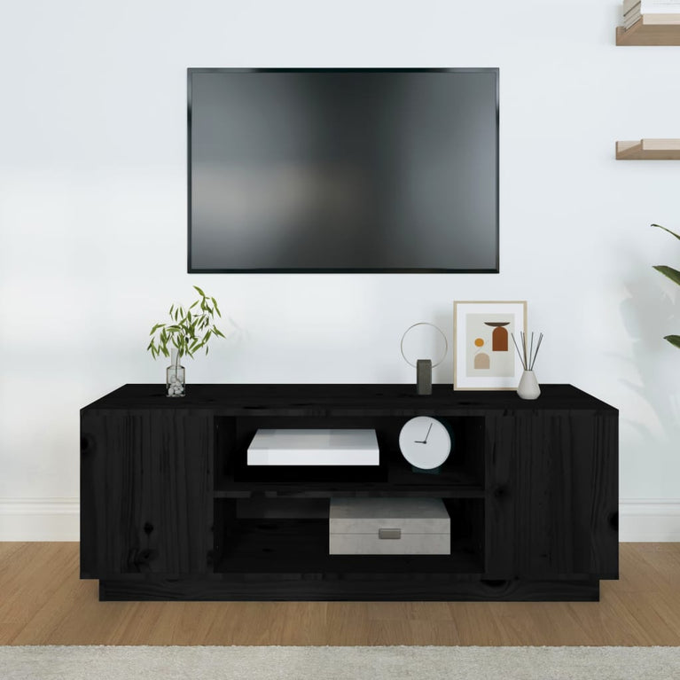 Tv-meubel 110x35x40,5 cm massief grenenhout zwart MeubelReus