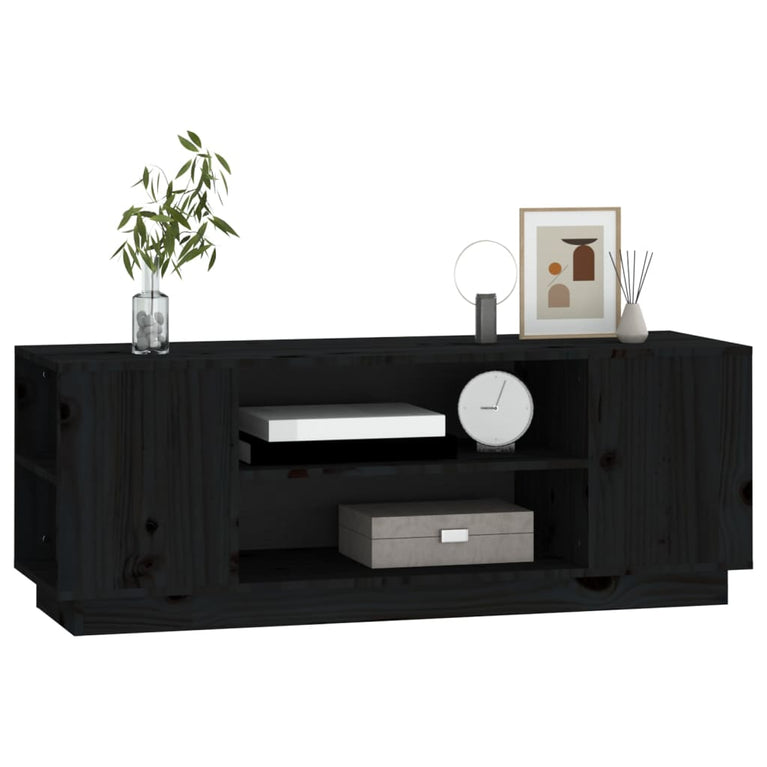 Tv-meubel 110x35x40,5 cm massief grenenhout zwart MeubelReus