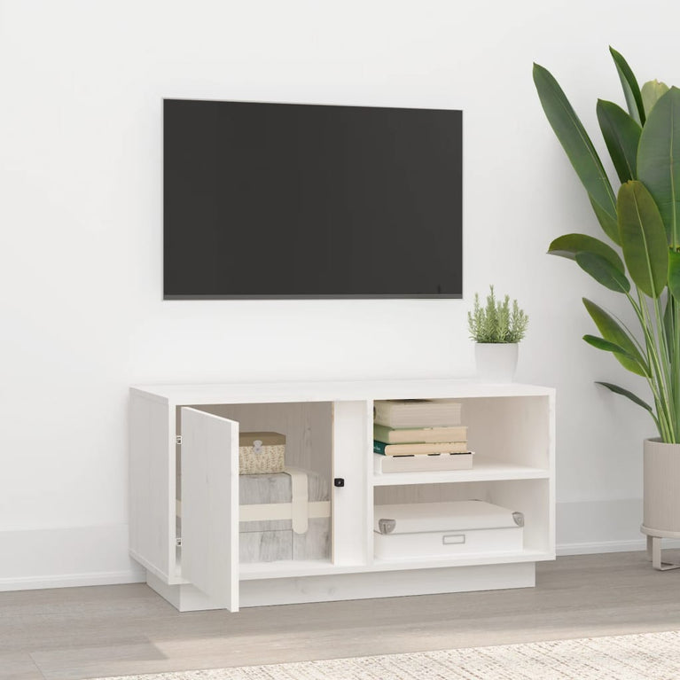 Tv-meubel 80x35x40,5 cm massief grenenhout wit MeubelReus
