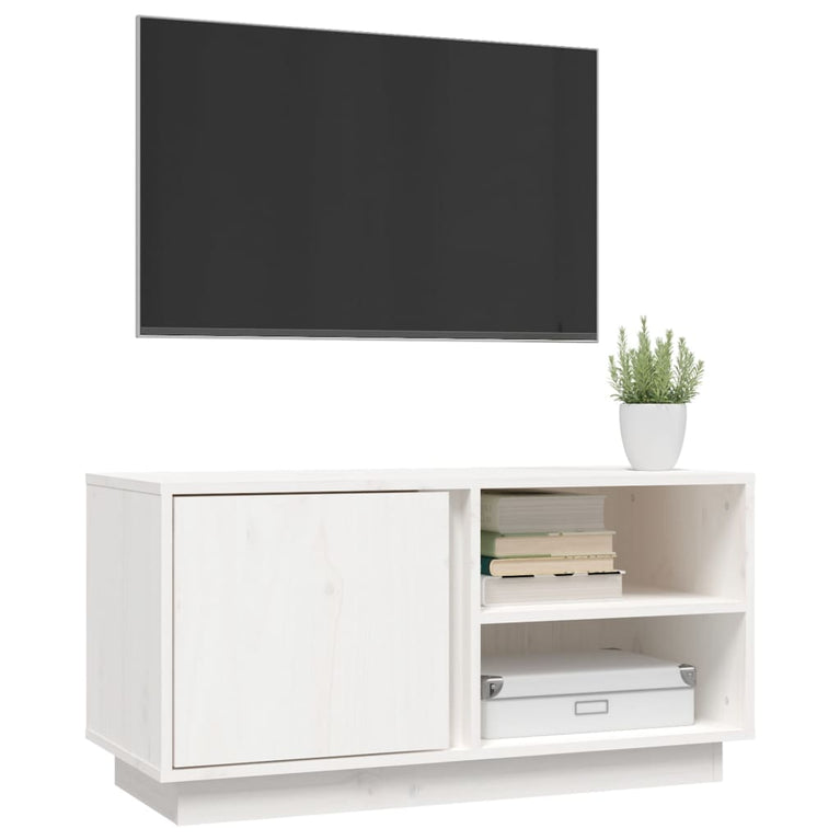 Tv-meubel 80x35x40,5 cm massief grenenhout wit MeubelReus