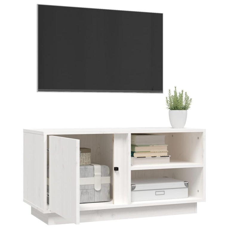 Tv-meubel 80x35x40,5 cm massief grenenhout wit MeubelReus