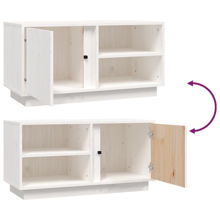 Tv-meubel 80x35x40,5 cm massief grenenhout wit MeubelReus
