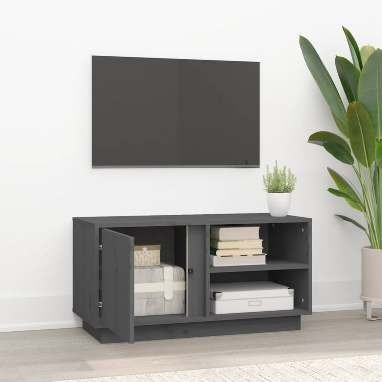 Tv-meubel 80x35x40,5 cm massief grenenhout grijs MeubelReus