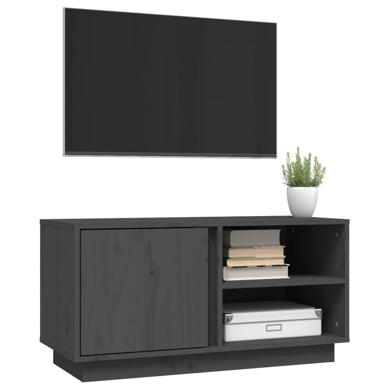 Tv-meubel 80x35x40,5 cm massief grenenhout grijs MeubelReus