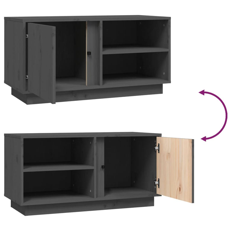 Tv-meubel 80x35x40,5 cm massief grenenhout grijs MeubelReus