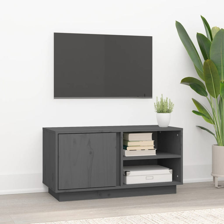 Tv-meubel 80x35x40,5 cm massief grenenhout grijs MeubelReus