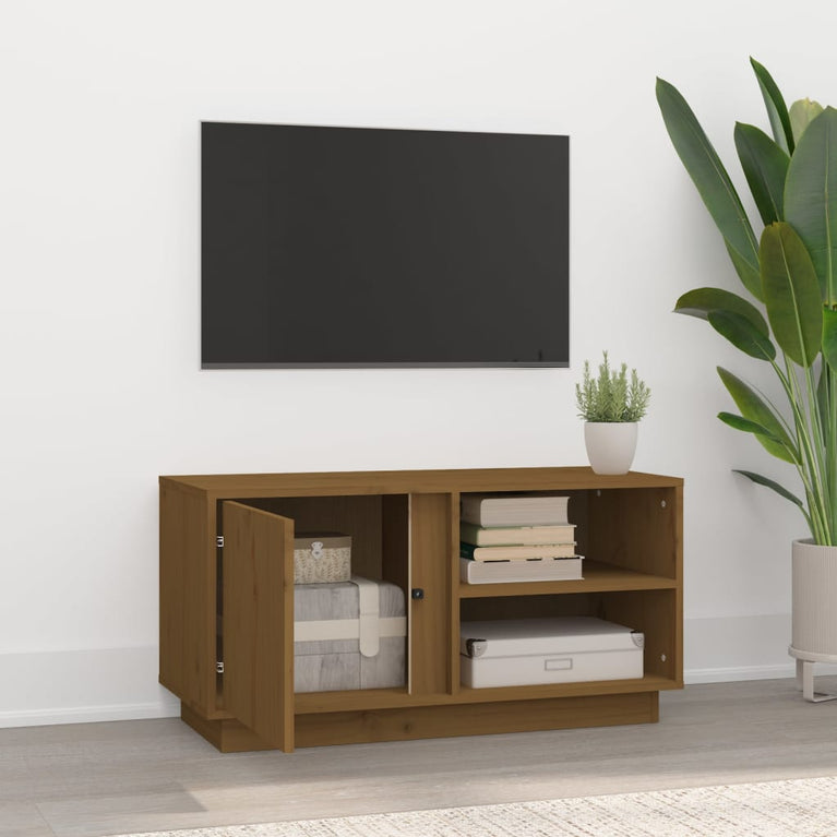 Tv-meubel 80x35x40,5 cm massief grenenhout honingbruin MeubelReus