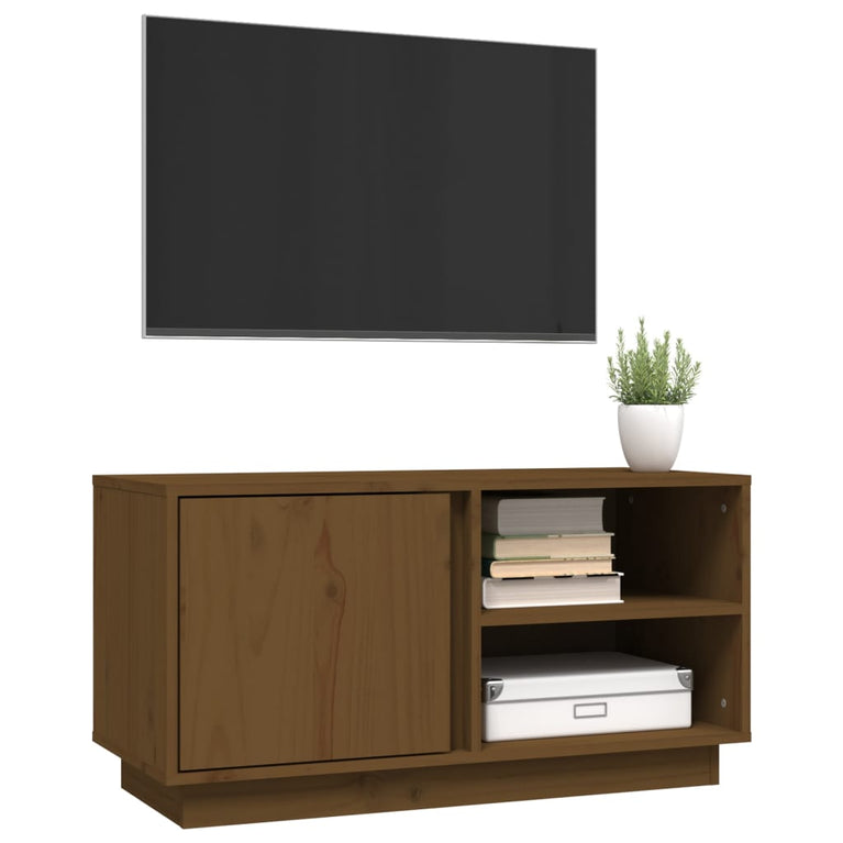 Tv-meubel 80x35x40,5 cm massief grenenhout honingbruin MeubelReus