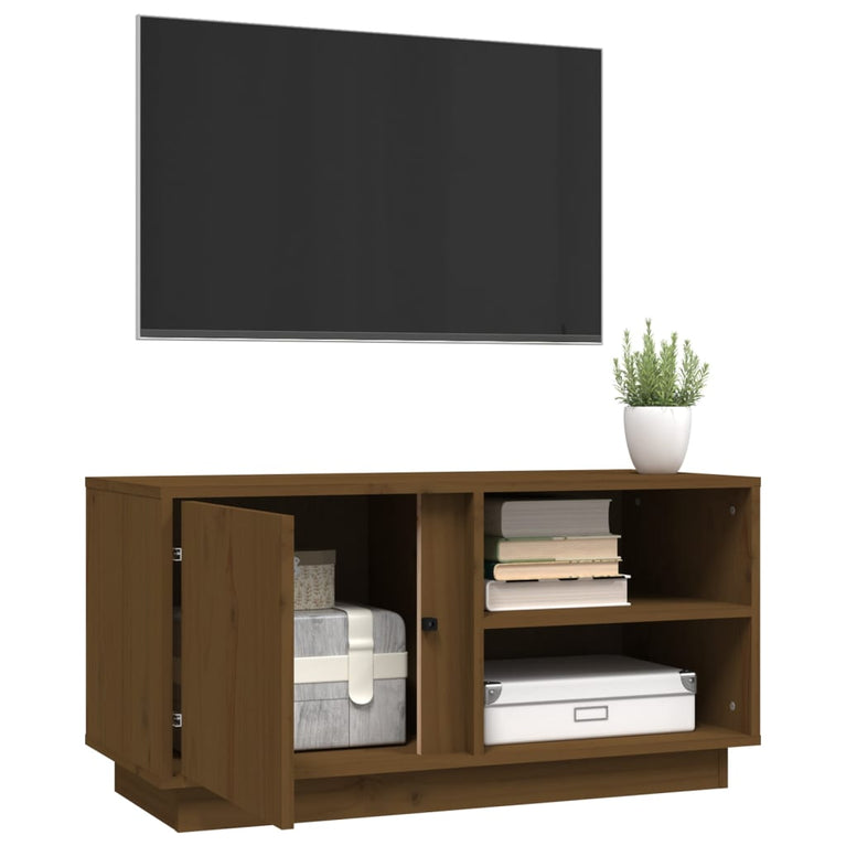 Tv-meubel 80x35x40,5 cm massief grenenhout honingbruin MeubelReus