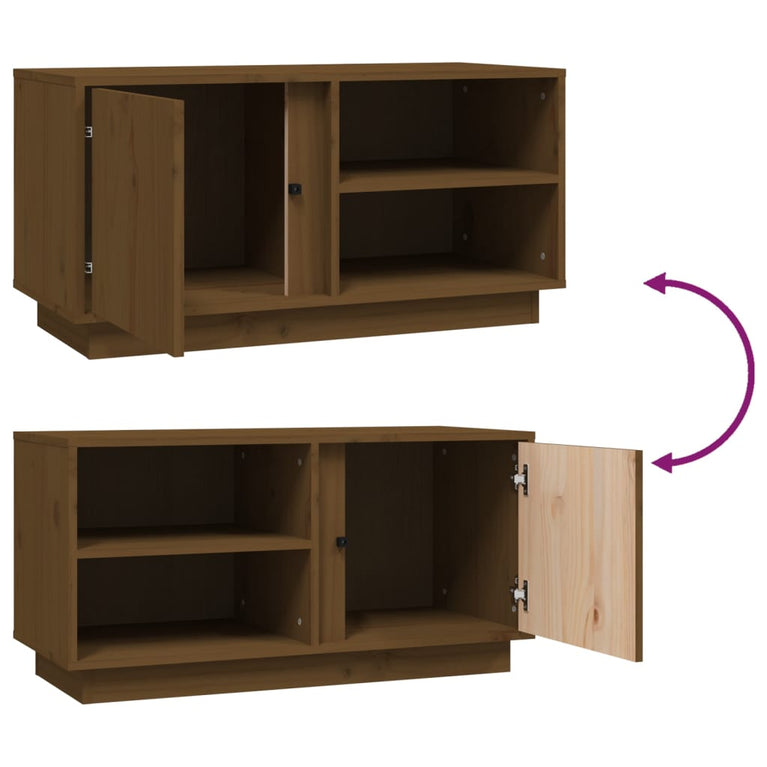 Tv-meubel 80x35x40,5 cm massief grenenhout honingbruin MeubelReus