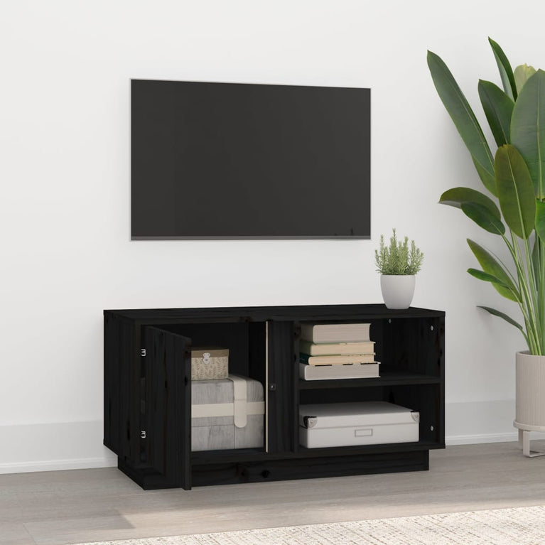 Tv-meubel 80x35x40,5 cm massief grenenhout zwart MeubelReus
