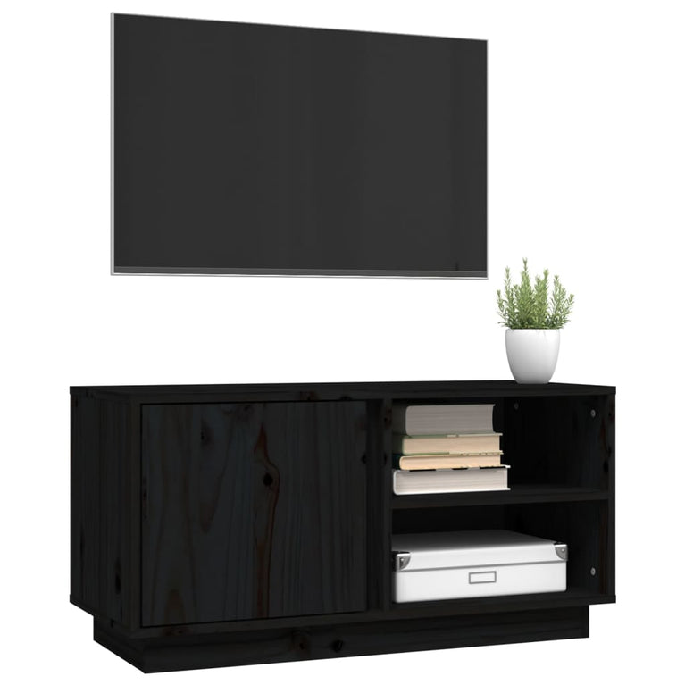 Tv-meubel 80x35x40,5 cm massief grenenhout zwart MeubelReus