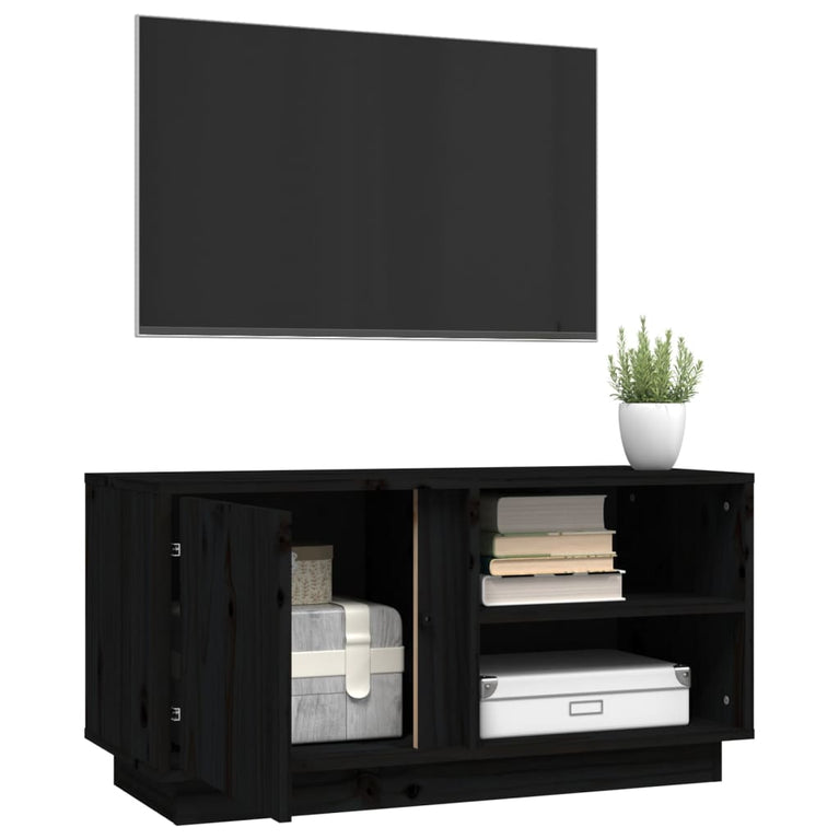 Tv-meubel 80x35x40,5 cm massief grenenhout zwart MeubelReus