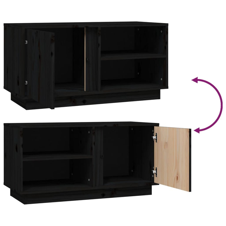 Tv-meubel 80x35x40,5 cm massief grenenhout zwart MeubelReus