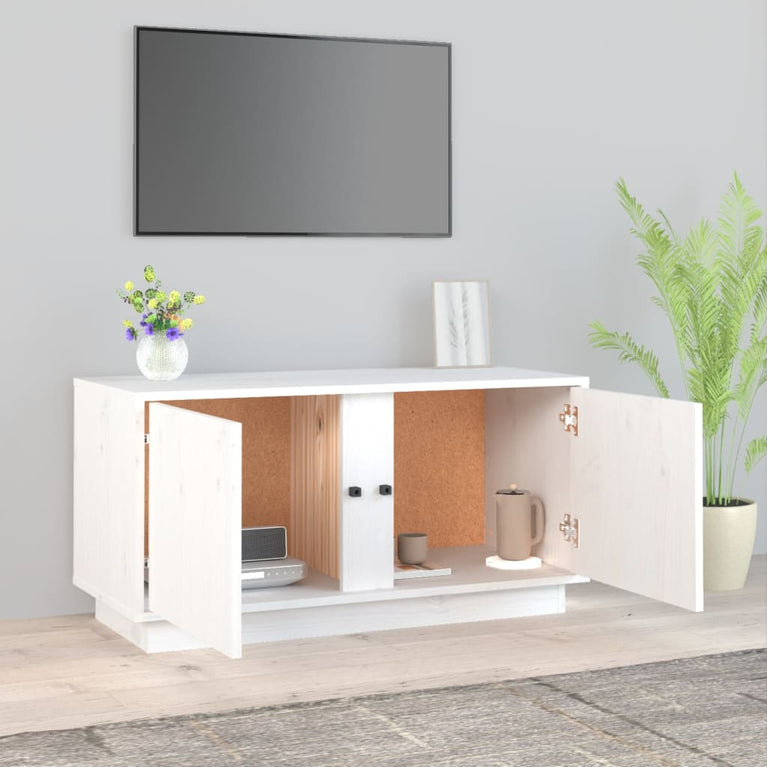 Tv-meubel 80x35x40,5 cm massief grenenhout wit MeubelReus