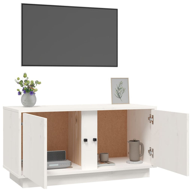 Tv-meubel 80x35x40,5 cm massief grenenhout wit MeubelReus