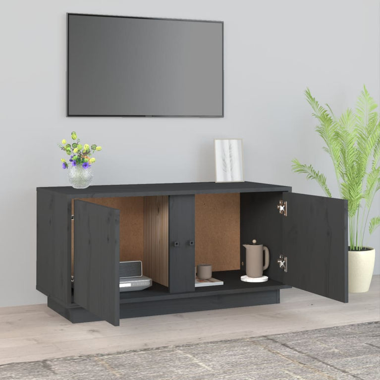 Tv-meubel 80x35x40,5 cm massief grenenhout grijs MeubelReus