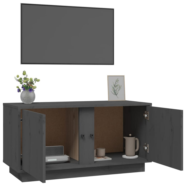 Tv-meubel 80x35x40,5 cm massief grenenhout grijs MeubelReus