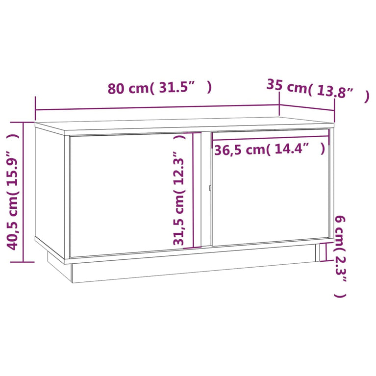 Tv-meubel 80x35x40,5 cm massief grenenhout grijs MeubelReus