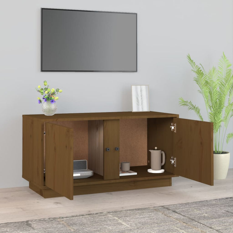 Tv-meubel 80x35x40,5 cm massief grenenhout honingbruin MeubelReus