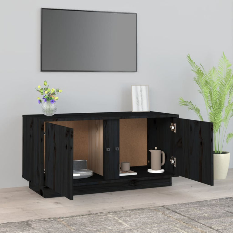 Tv-meubel 80x35x40,5 cm massief grenenhout zwart MeubelReus