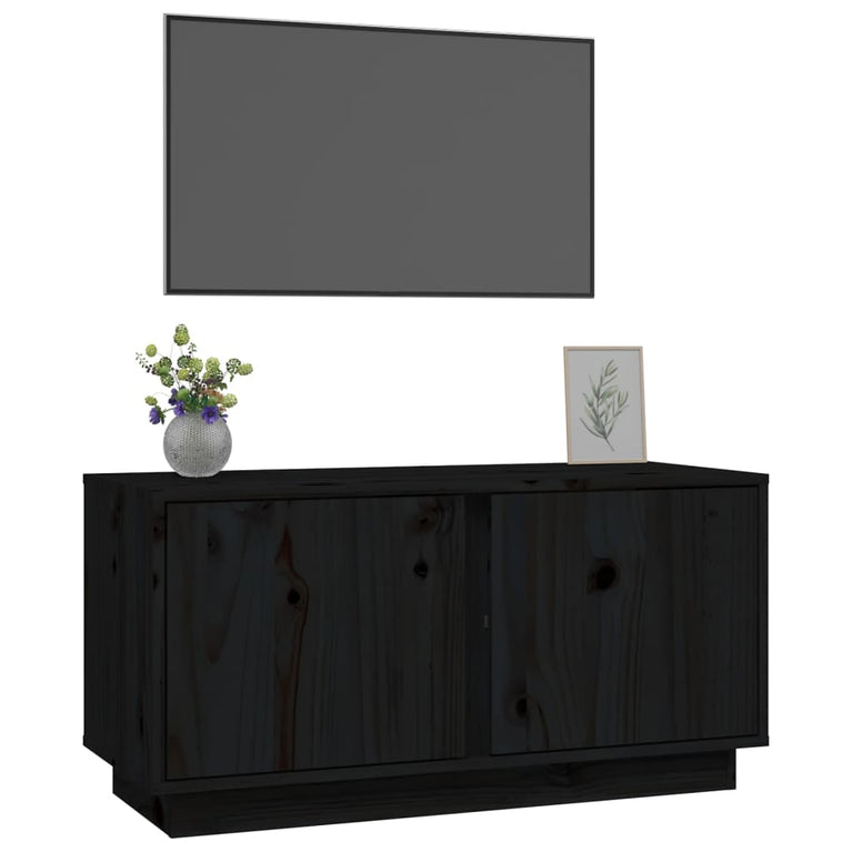 Tv-meubel 80x35x40,5 cm massief grenenhout zwart MeubelReus