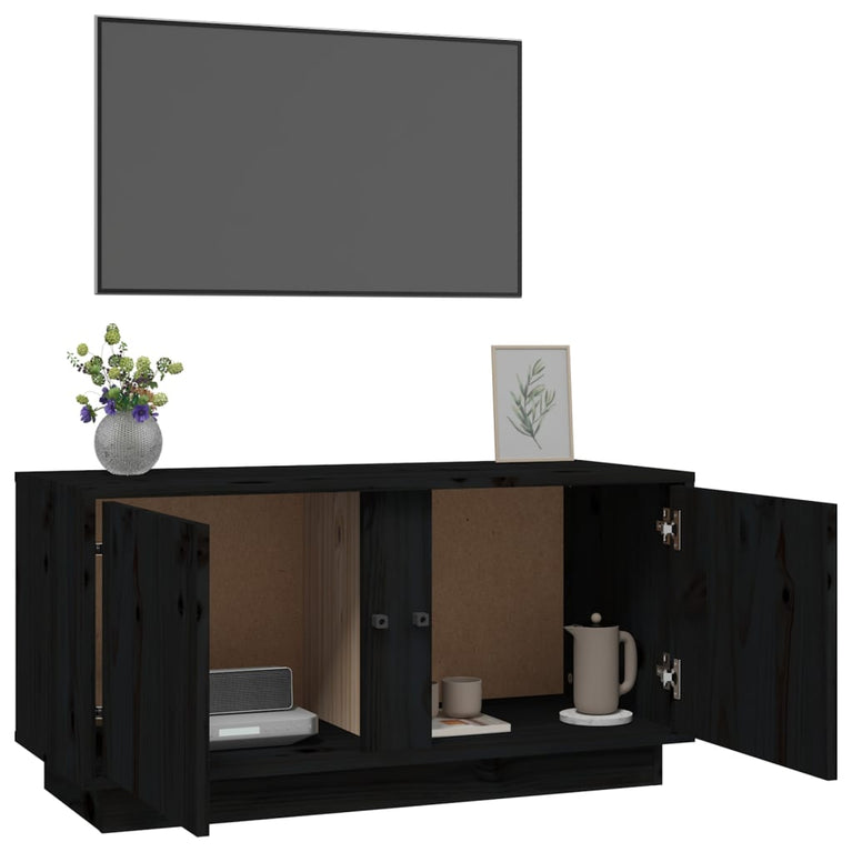 Tv-meubel 80x35x40,5 cm massief grenenhout zwart MeubelReus