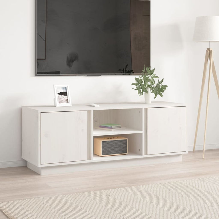 Tv-meubel 110x35x40,5 cm massief grenenhout wit MeubelReus