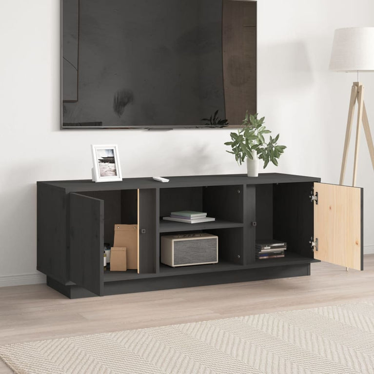 Tv-meubel 110x35x40,5 cm massief grenenhout grijs MeubelReus