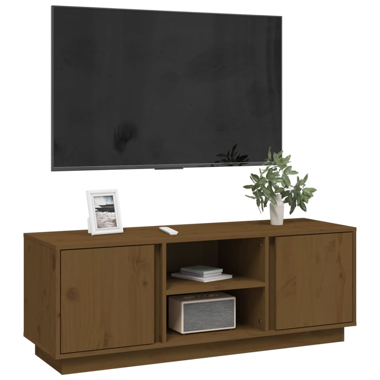 Tv-meubel 110x35x40,5 cm massief grenenhout honingbruin MeubelReus